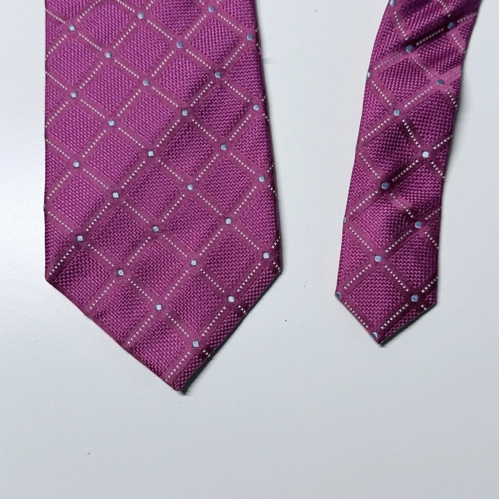 Geoffrey Beene Necktie Pink Check Old Money Preppy Ivy League Menswear Tie‎